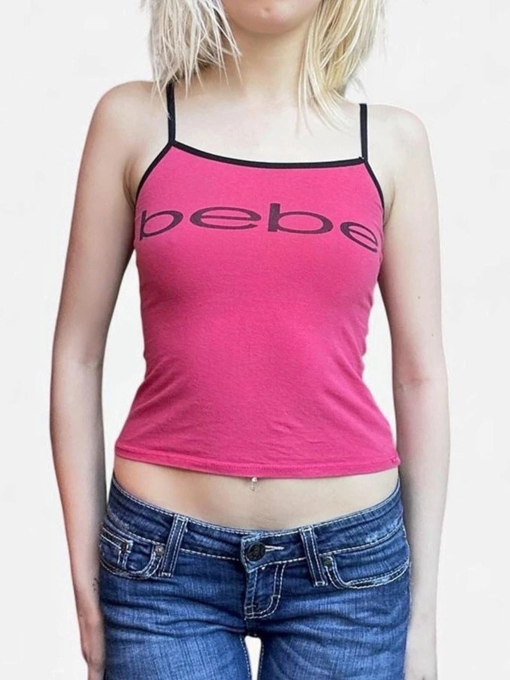 RARE Retro Y2K bebe Pink Strappy Crop Camisole